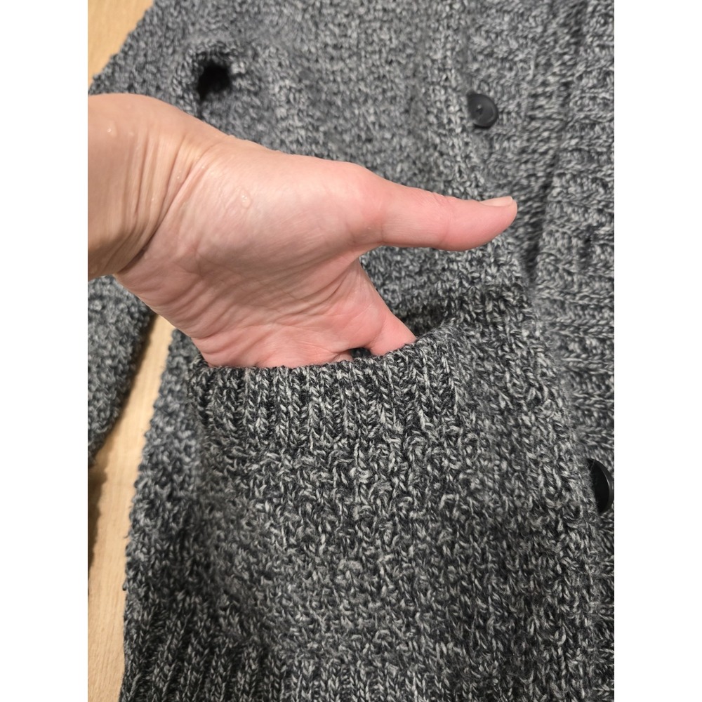 GIORDANO Men's M Cardigan Sweater Grey Melange Wool Blend Stand Collar Knit - Picture 5 of 16